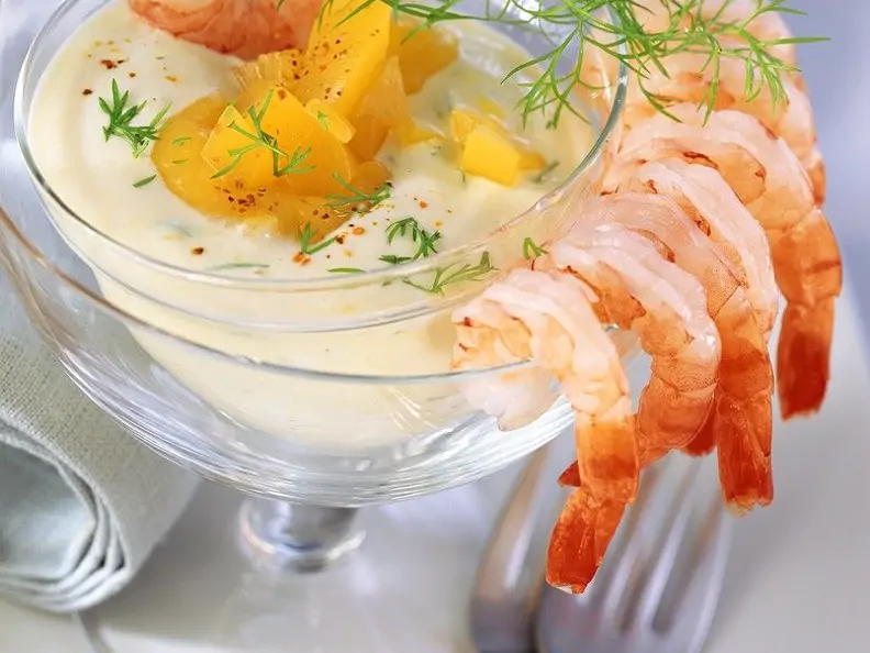 Shrimps mit Joghurtdip