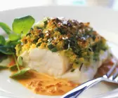 Überbackenes Fischfilet