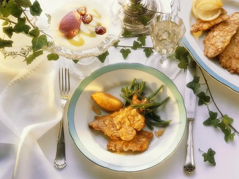Putenschnitzel mit Bohnen