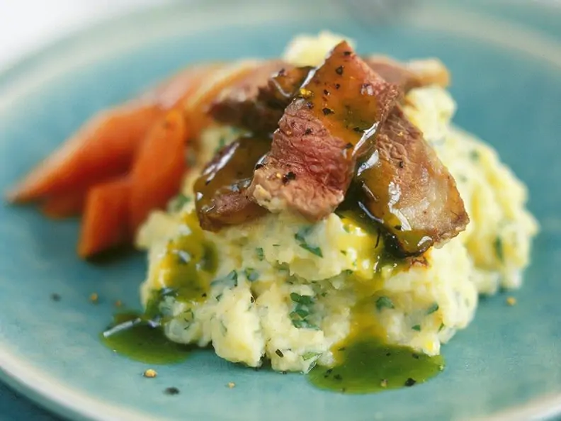 Stekastreifen mit Kartoffelpüree
