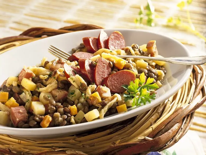 Linseneintopf mit Spätzle