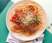 Pasta Bolognese mit Soja Schnetzel