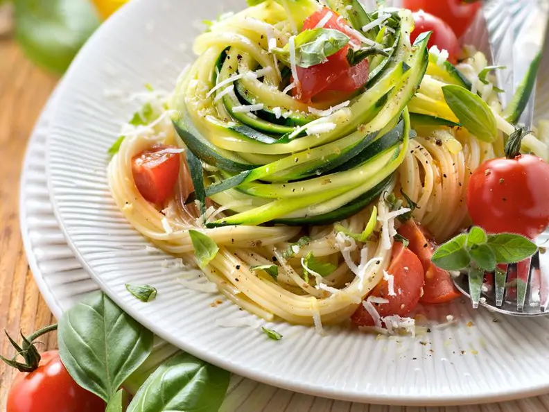 Pasta mit Zucchini und Tomaten