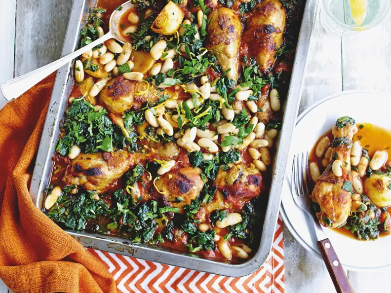 Drumsticks in Tomatensauce mit weißen Bohnen