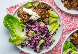 BBQ Mushrooms mit Rotkohlsalat