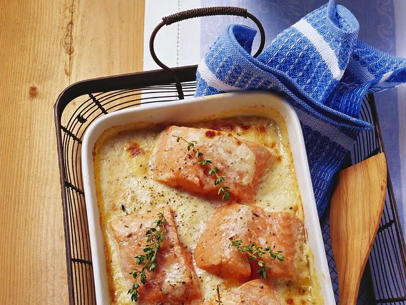 Lachs-Gratin