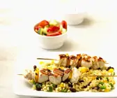 Graupen mit Putenspießen