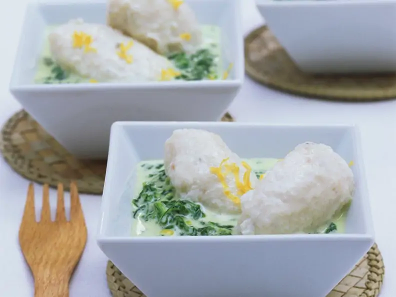 Fischnocken mit Spinat
