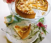 Aprikosenkuchen mit frischen Aprikosen und Mandeln