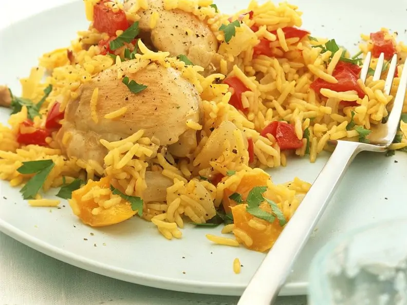 Reispfanne mit Hähnchen