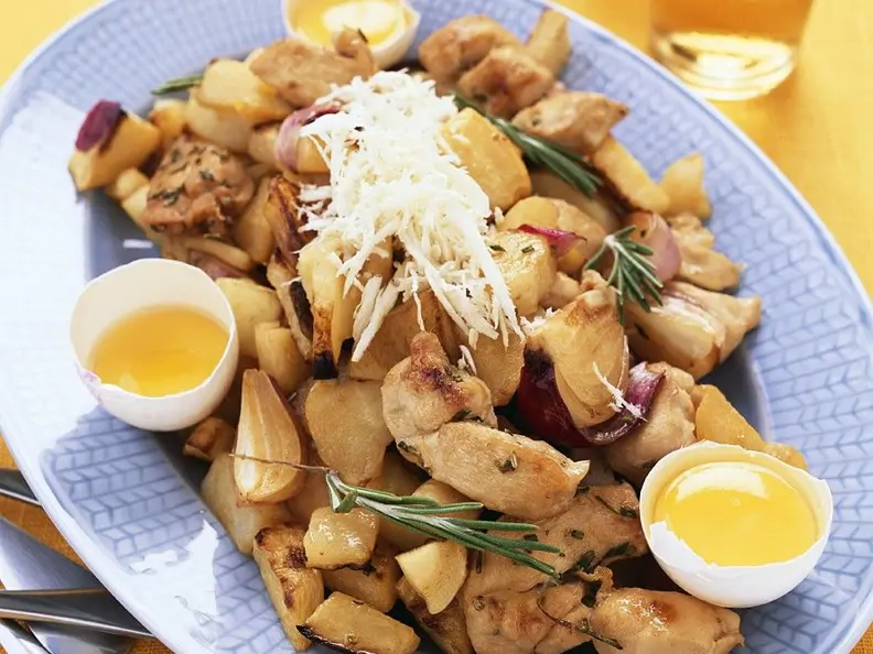 Ofengebackene Hähnchenbrust mit Kartoffeln