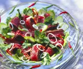 Asiatischer Gurkensalat mit Steakstreifen