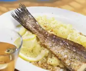 Rotbarsch auf Kartoffel-Knoblauchcreme