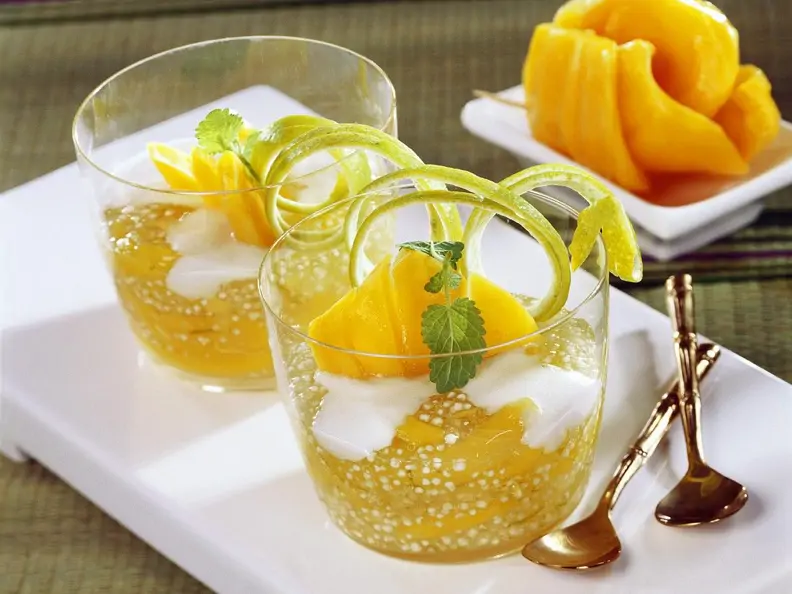 Sagocreme mit Jackfruit