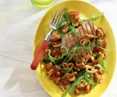 Thunfisch mit gebratene Pfifferlingen