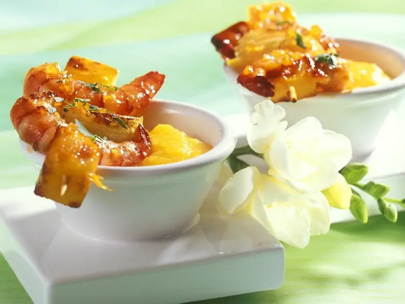 Garnelen-Spieße mit Mango
