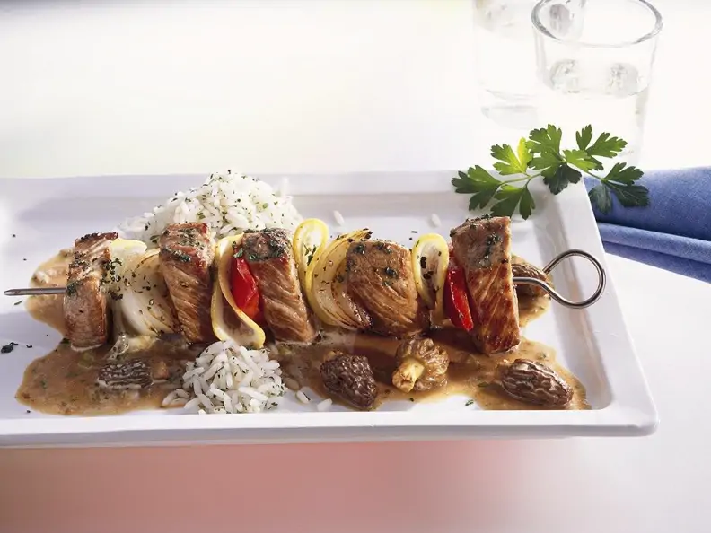 Kalbs-Schaschlik mit Morcheln