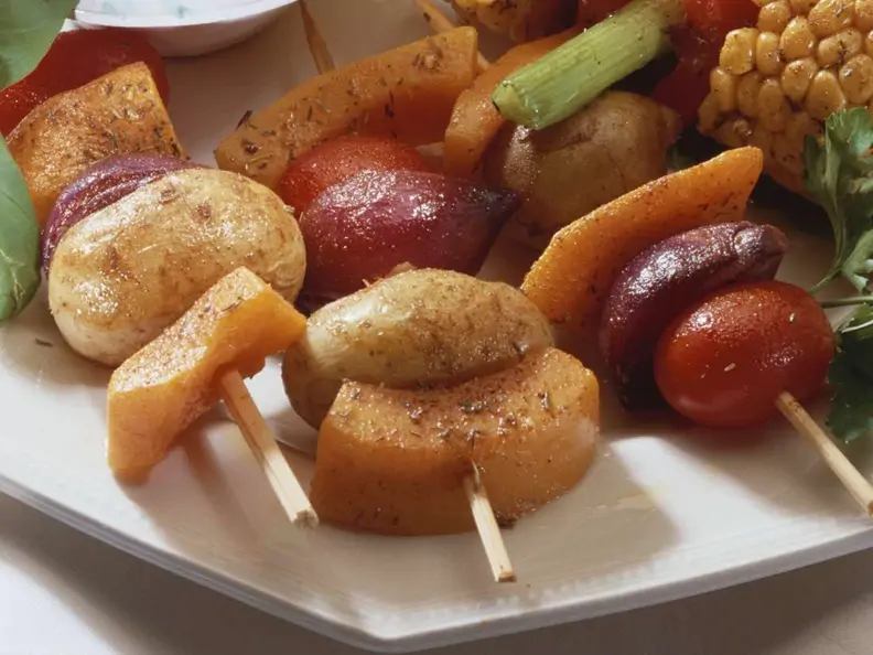 Kürbisspieße mit Kartoffeln