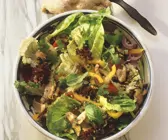 Bunter Salat und Pute und Ingwer