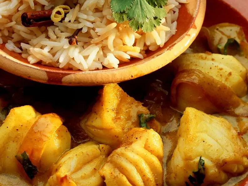 Fischcurry mit Reis