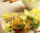Omelett mit Erbsen und Kartoffeln