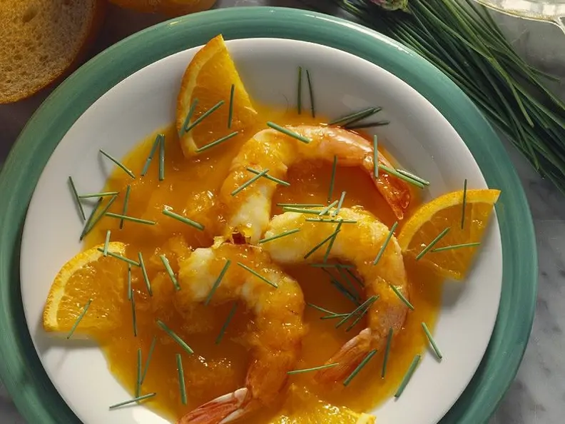 Garnelen mit Orangensauce