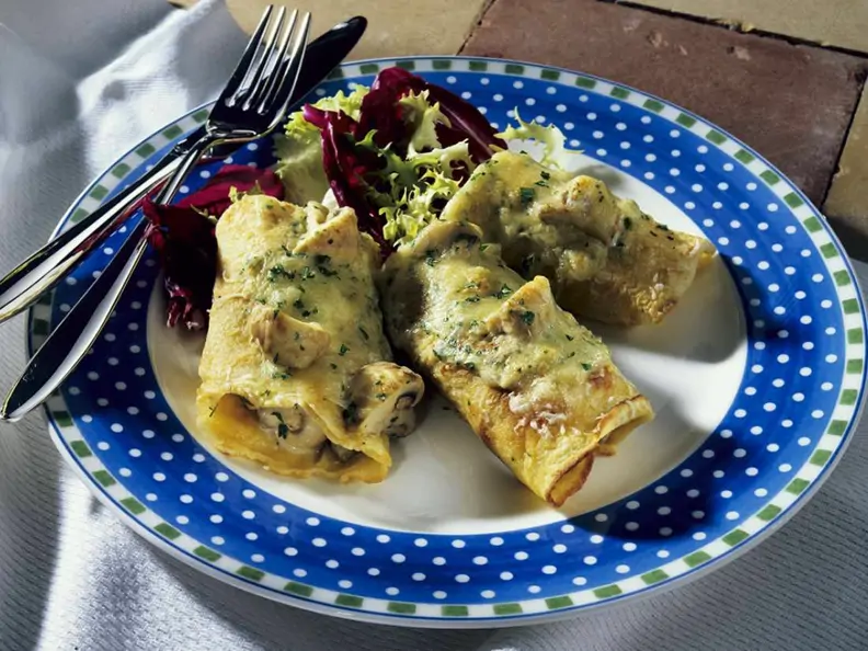 Pfannkuchen mit Champignonfüllung