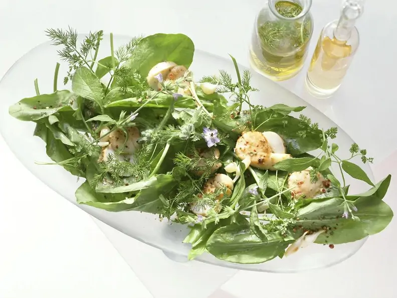 Kräutersalat mit Muscheln