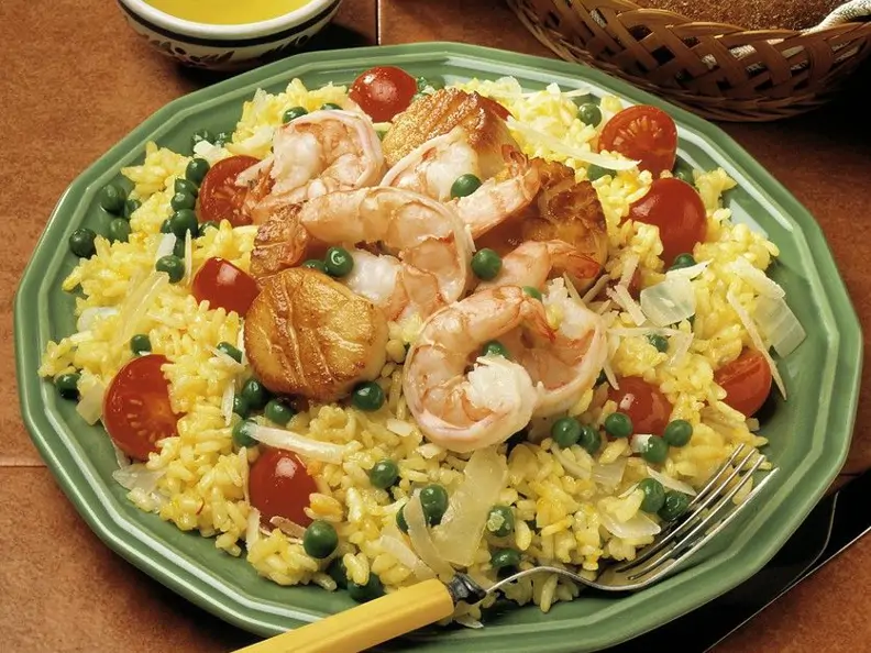 Safranreis mit Meeresfrüchten