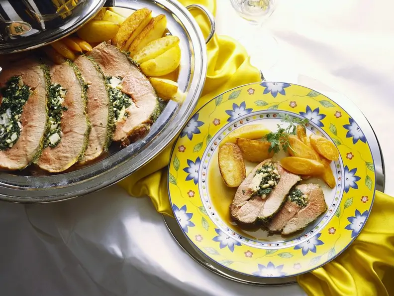 Lammbraten mit Spinatfüllung