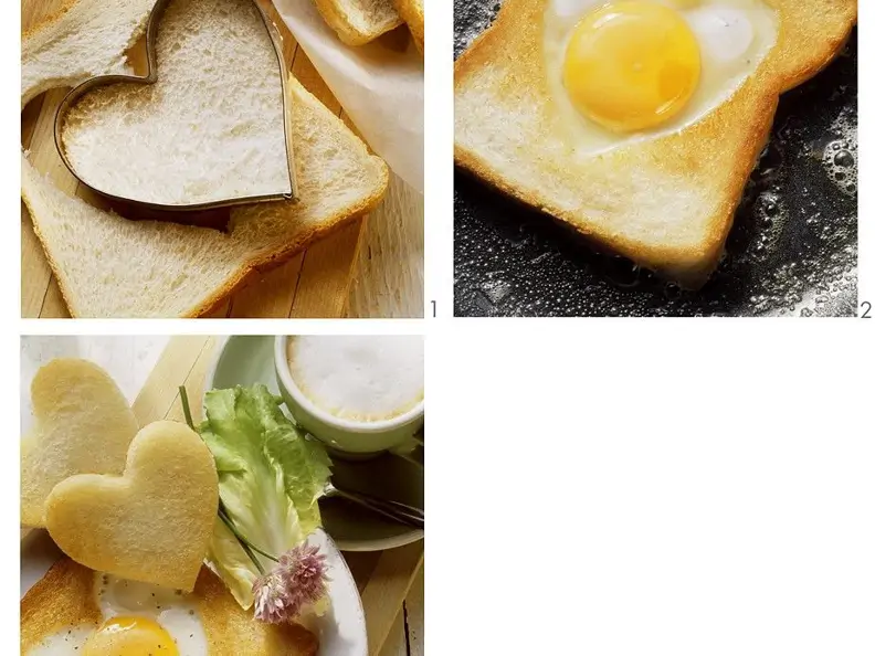 Gebratener Toast mit Spiegelei-Herz