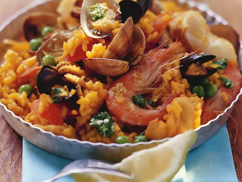Paella mit Pesto