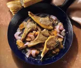 Lammkoteletts mit Rhabarber-Möhrengemüse
