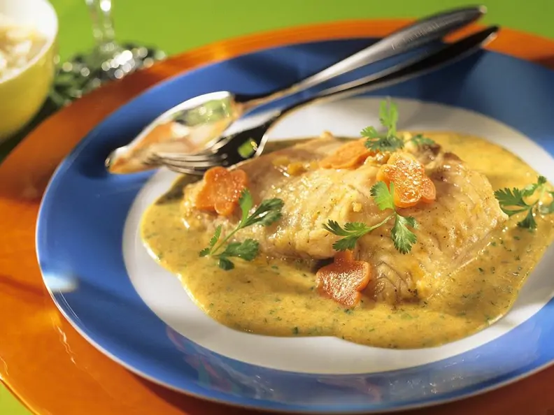 Wels mit Ingwercremesauce
