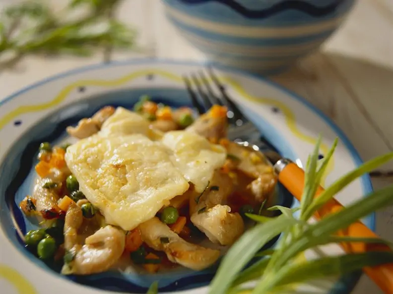 Raclette mit Hähnchen und Gemüse