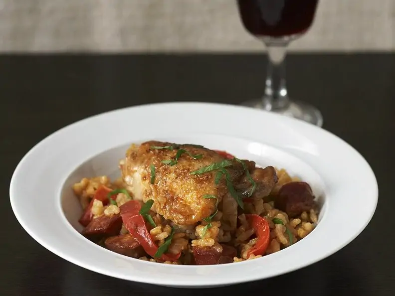 Risotto mit Hähnchenschenkel