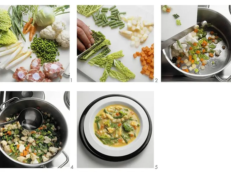 Frühlingsgemüsesuppe zubereiten