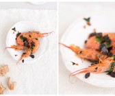 Gebratene Gambas an Oliven