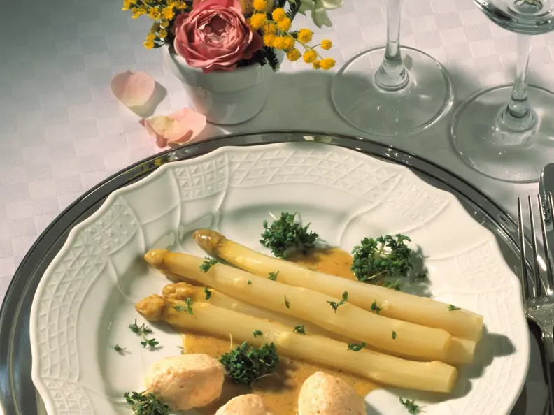 Spargelsalat mit Lachsmousse