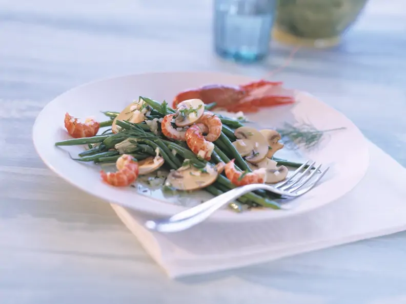 Bohnensalat mit Flusskrebsen
