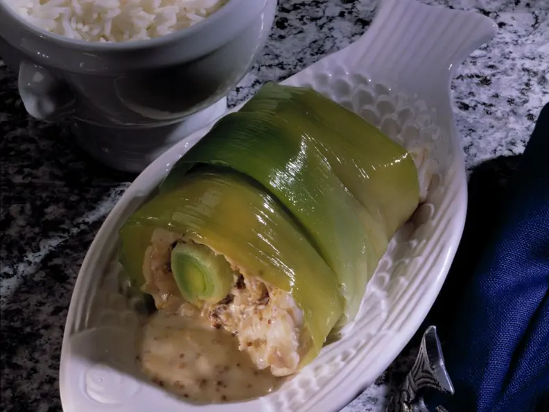 Fisch-Roulade mit Lauch