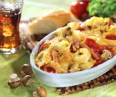 Überbackene Pasta mit Champignons