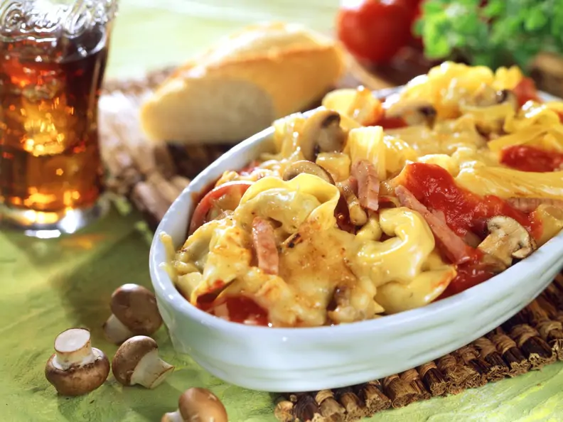 Überbackene Pasta mit Champignons