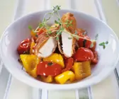 Panierte Hähnchenbrust mit Paprika