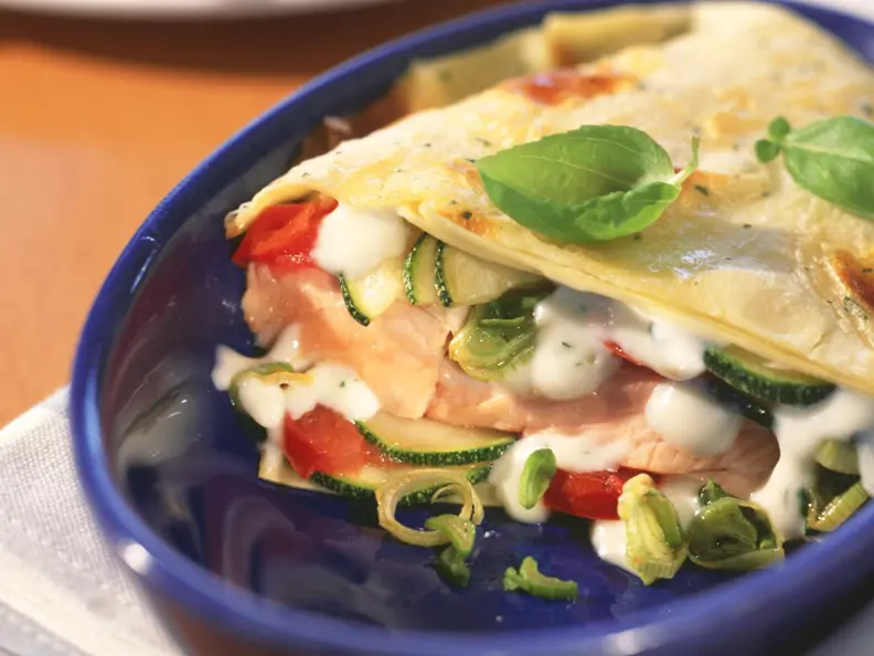 Zucchini-Lachs-Lasagne
