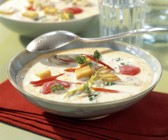 Kokos-Ingwer-Suppe mit gebratenem Tofu