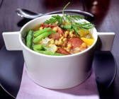 Linsensuppe mit Kürbis und grünen Bohnen