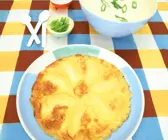 Apfelpfannkuchen mit Kartoffelsuppe