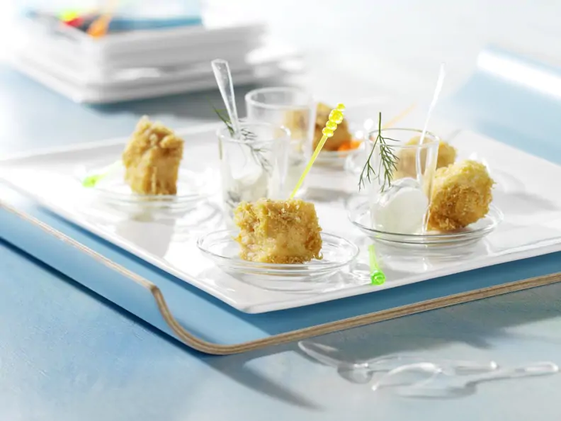 Lachs-Kartoffel-Würfel mit Meerrettich-Creme