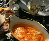 Zanderfilet-Gratin mit Paprikasauce